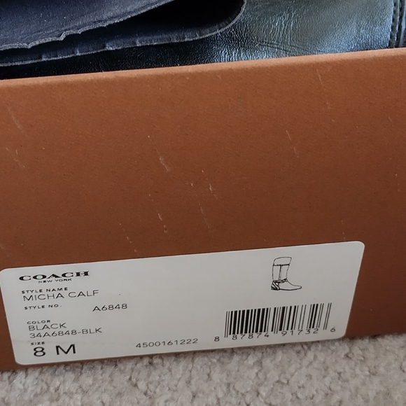 Coach Micha Round Toe knee high black leather boots US8 - Picture 4 of 5
